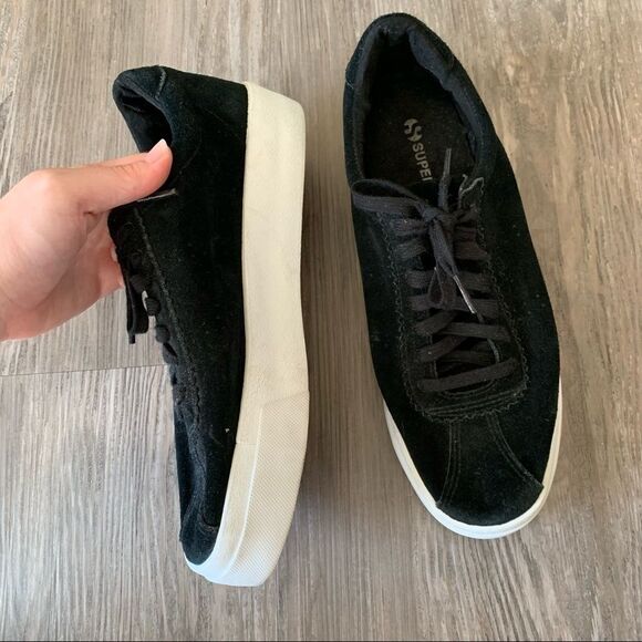 Superga Black Suede Platform Sneakers Womens Size 9 - Picture 3 of 6